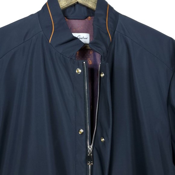 Robert Graham Navy Blue Pockets Rain Jacket Coat - Picture 3 of 8